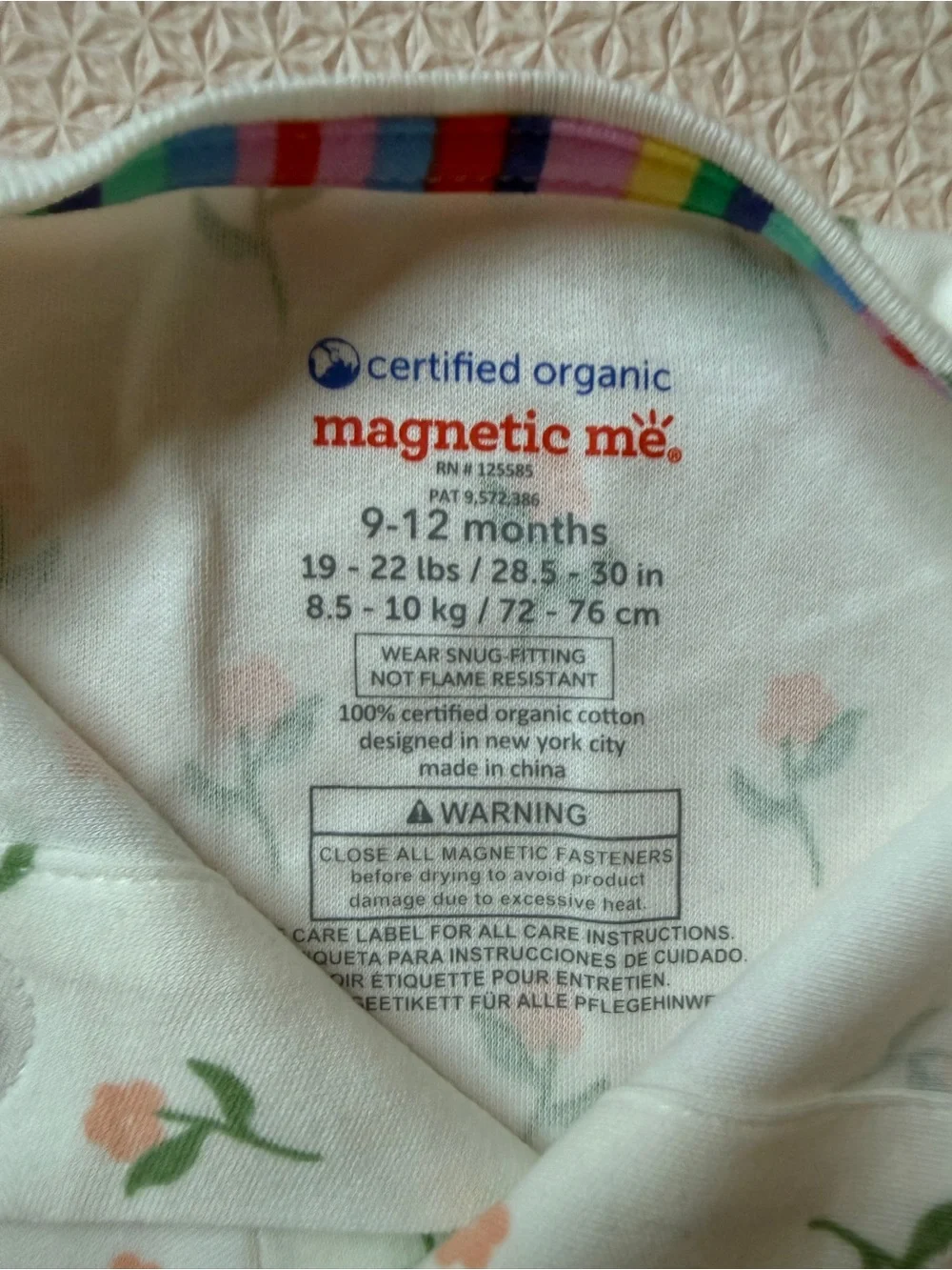 Magnetic Me Cream Floral Footed One-Piece with Pink Roses